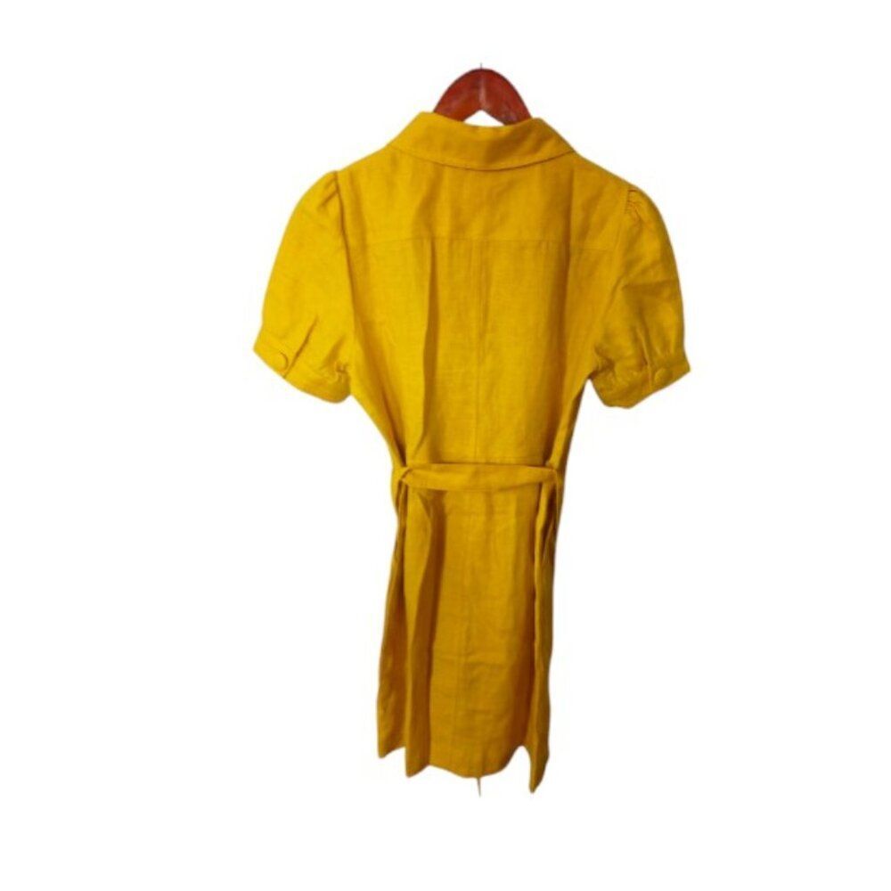NWOT Boden Carrie Linen Women's Shirt Dress Daffodil Size 6P  Yellow with Belted - Picture 3 of 9